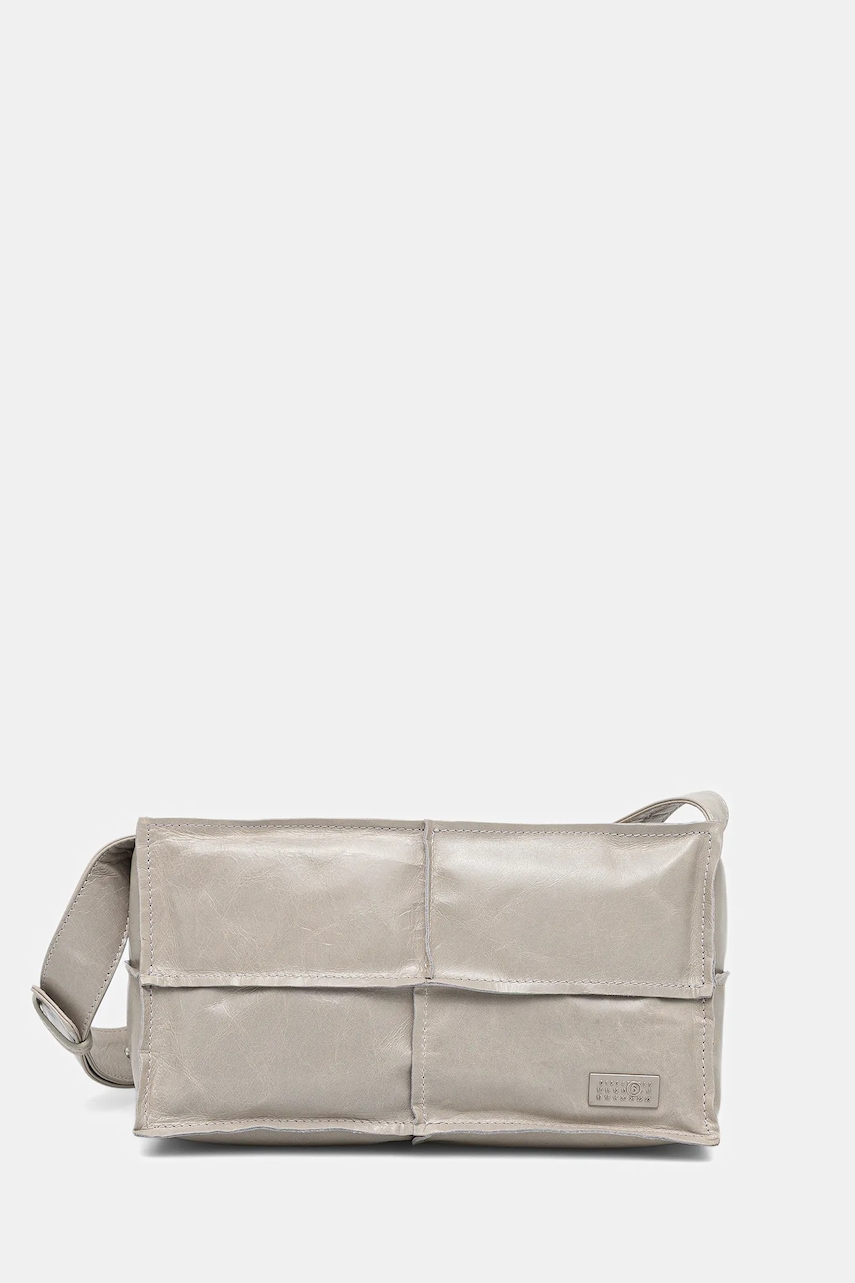 Kožená kabelka MM6 Maison Margiela šedá barva, SB5WD0031.P8490.T1019