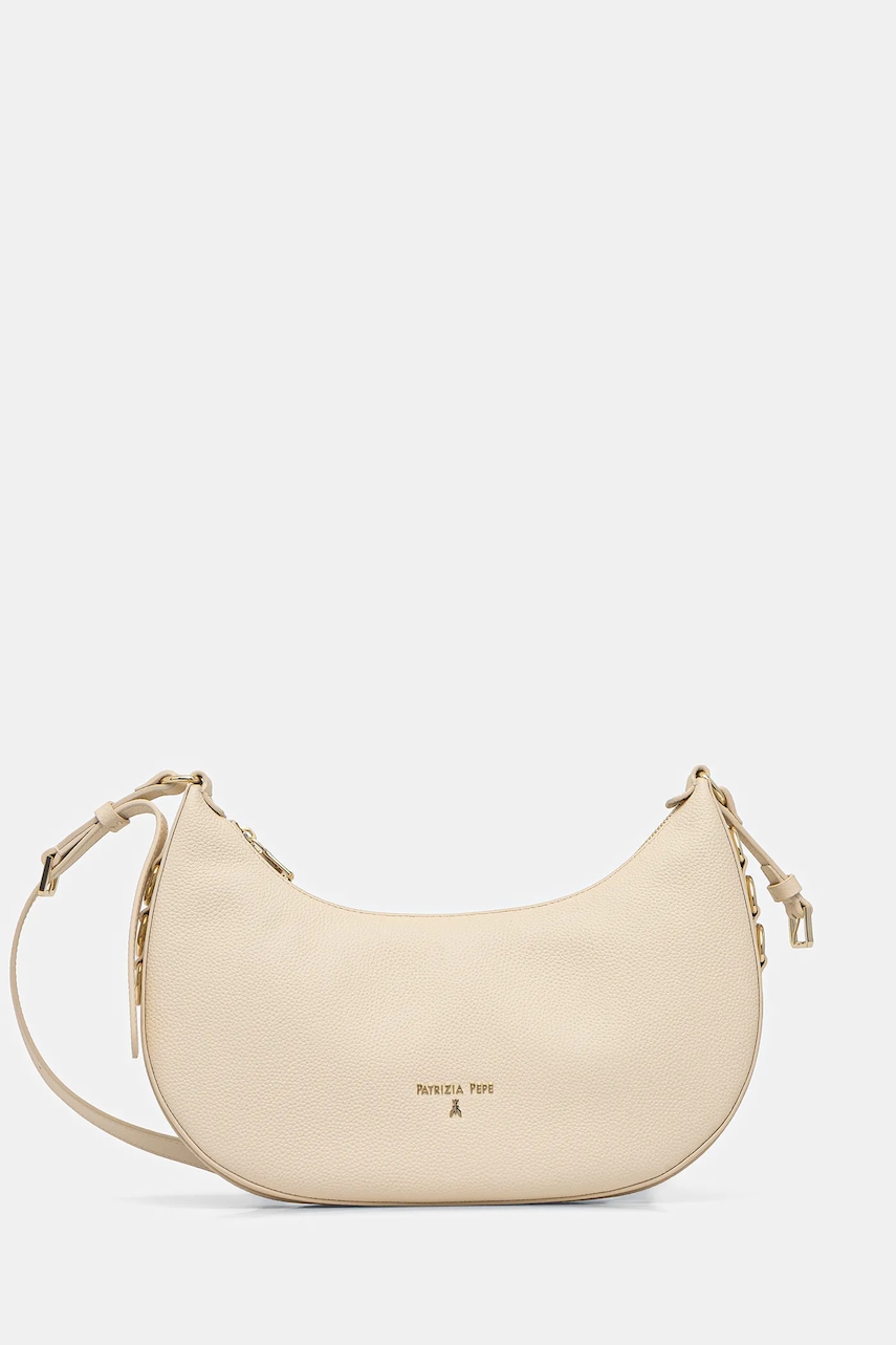 Kožená kabelka Patrizia Pepe béžová barva, 8B0311 L001