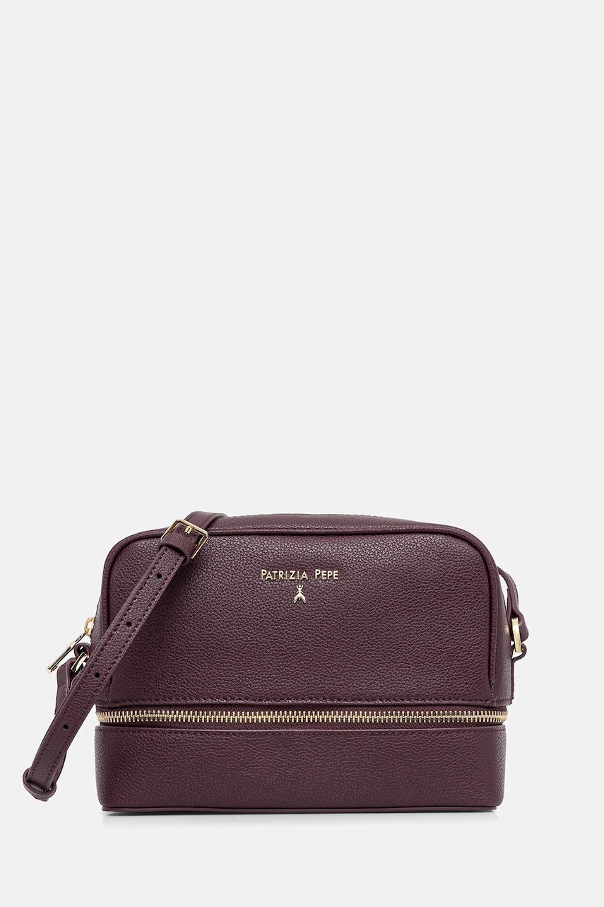 Kožená kabelka Patrizia Pepe fialová barva, 8B0253 L001