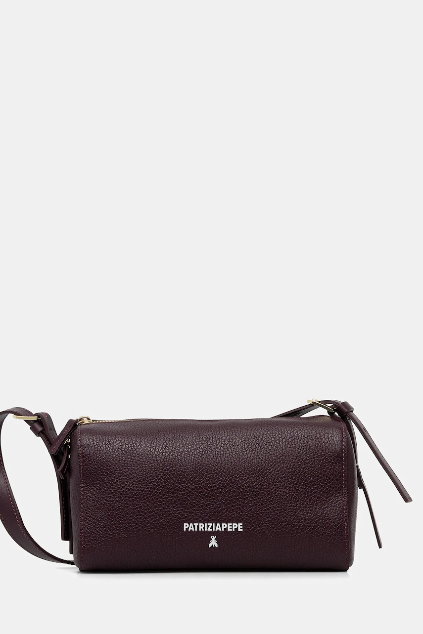 Kožená kabelka Patrizia Pepe vínová barva, 8B0255 L001