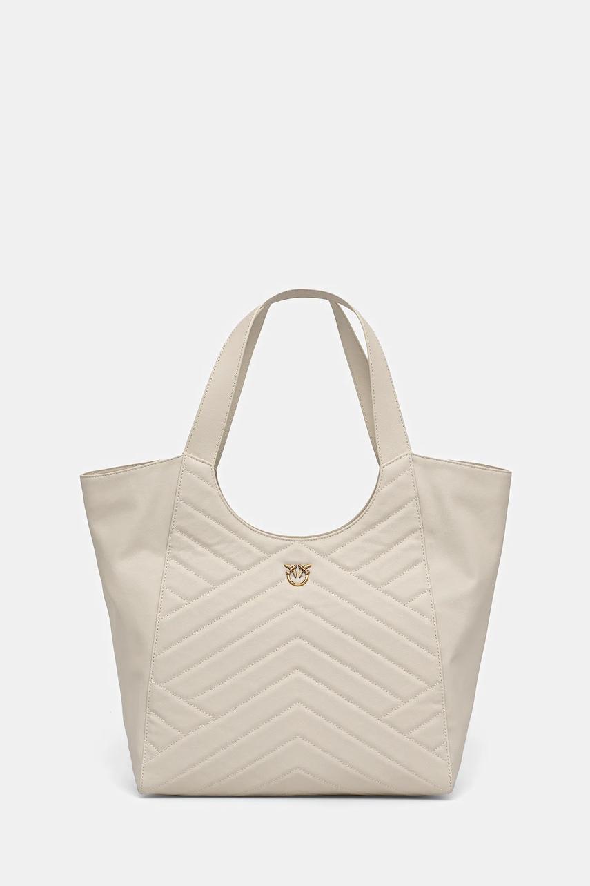 Kožená kabelka Pinko béžová barva, 104536 A2AO