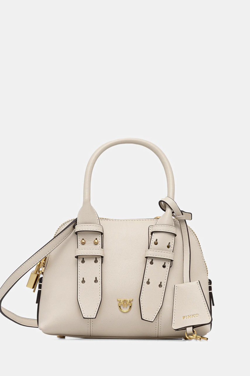 Kožená kabelka Pinko béžová barva, 105333 A0QO