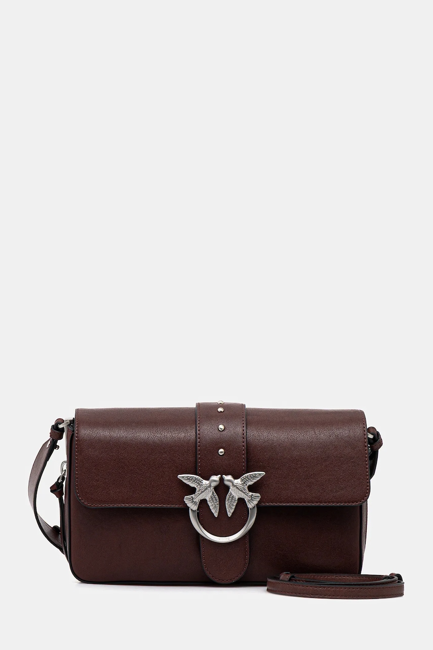 Kožená kabelka Pinko hnědá barva, 105081 A2JG