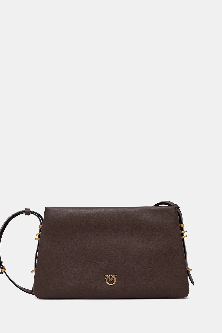 Kožená kabelka Pinko hnědá barva, 105161 A0QO