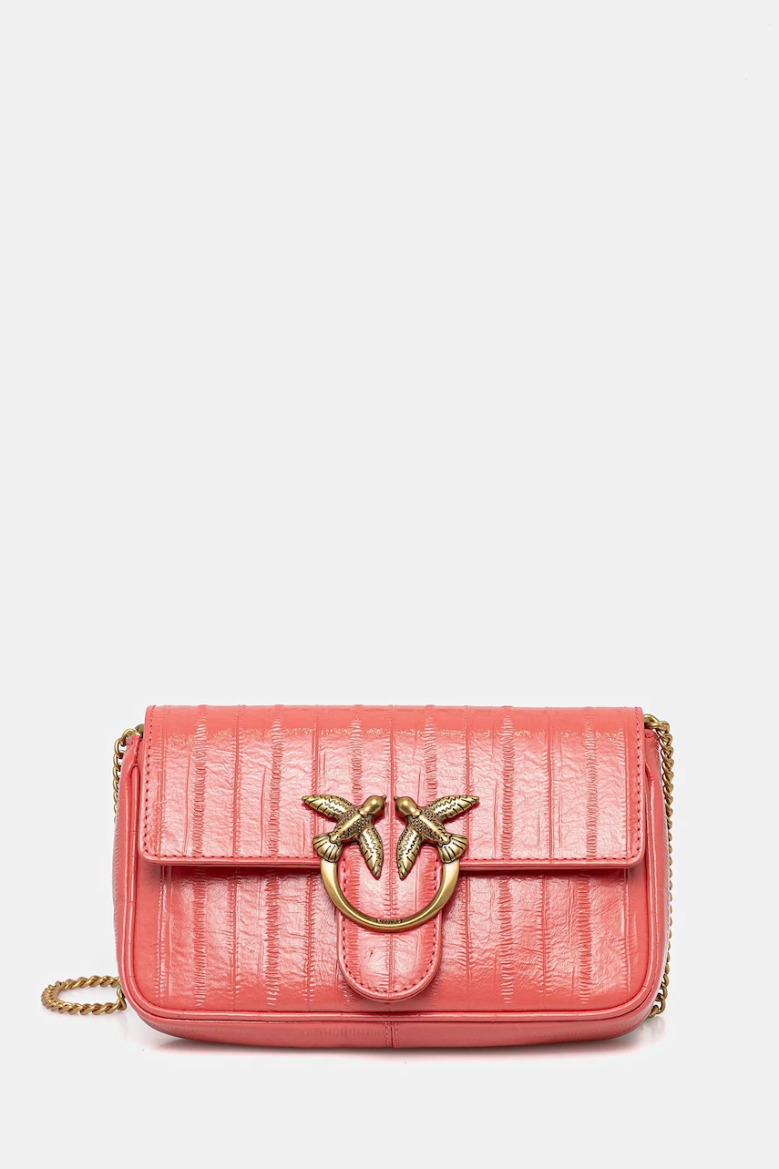 Kožená kabelka Pinko oranžová barva, 100061 A1VE