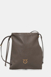 Kožená kabelka Pinko šedá barva, 104359 A0QO