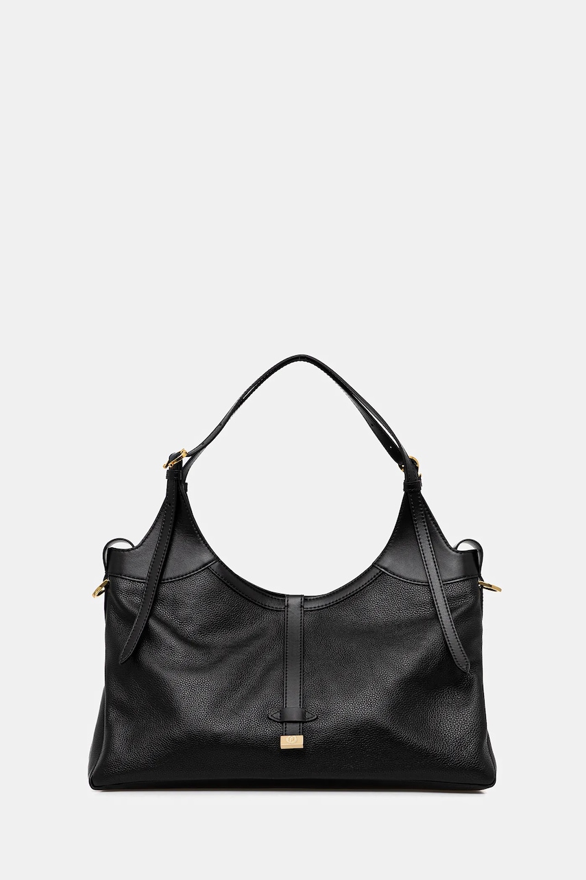 Kožená kabelka Pollini černá barva, PC4400PP0N QA1