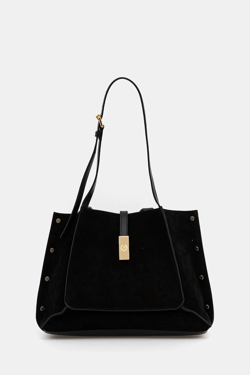 Kožená kabelka Pollini černá barva, PC4416PP0N QI1