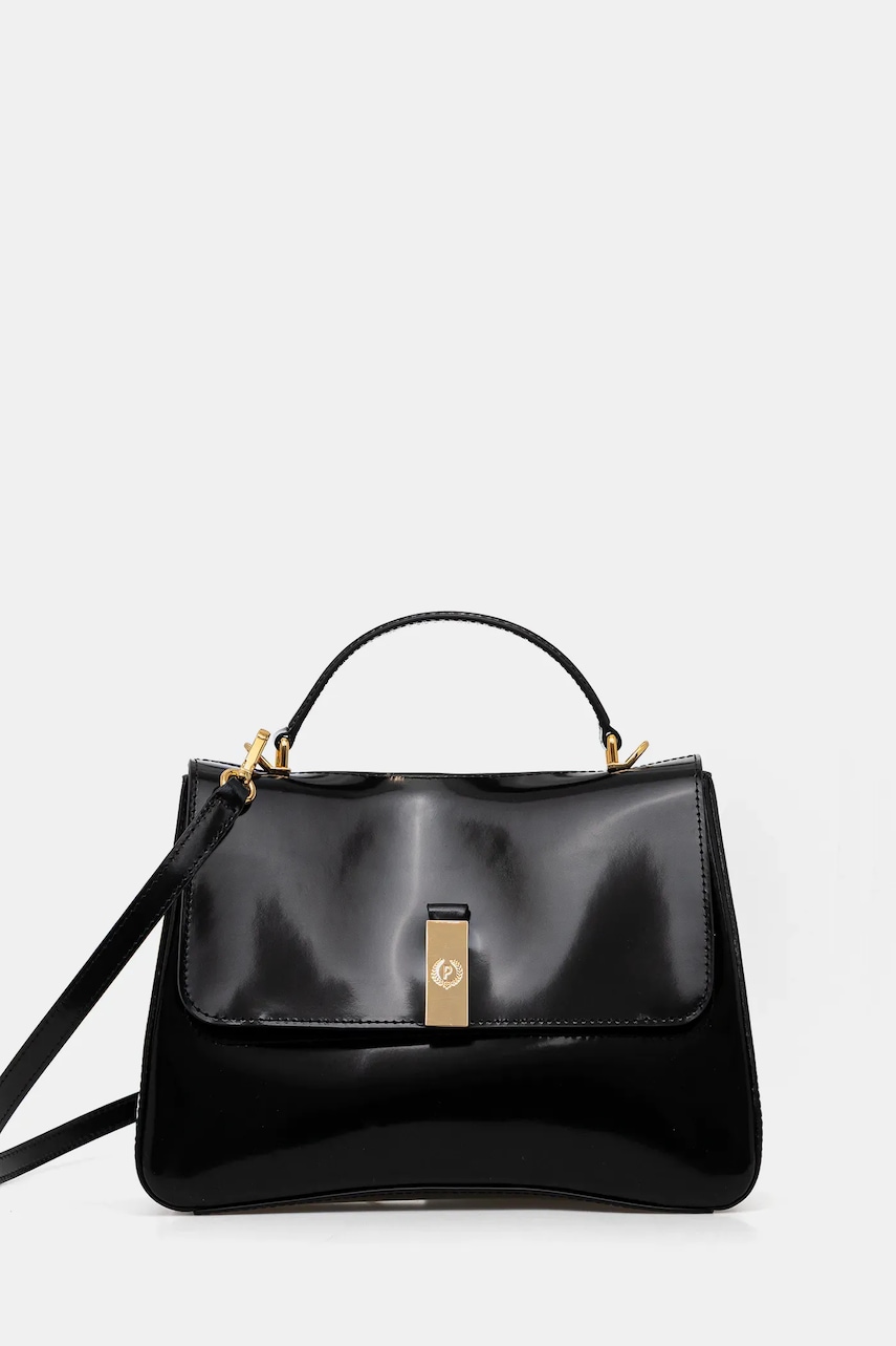 Kožená kabelka Pollini černá barva, PC4417PP0N QB1