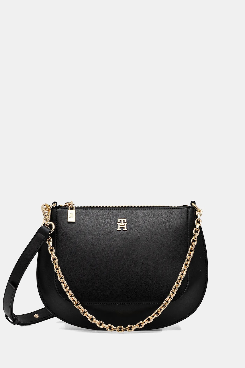 Kožená kabelka Tommy Hilfiger černá barva, AW0AW18143