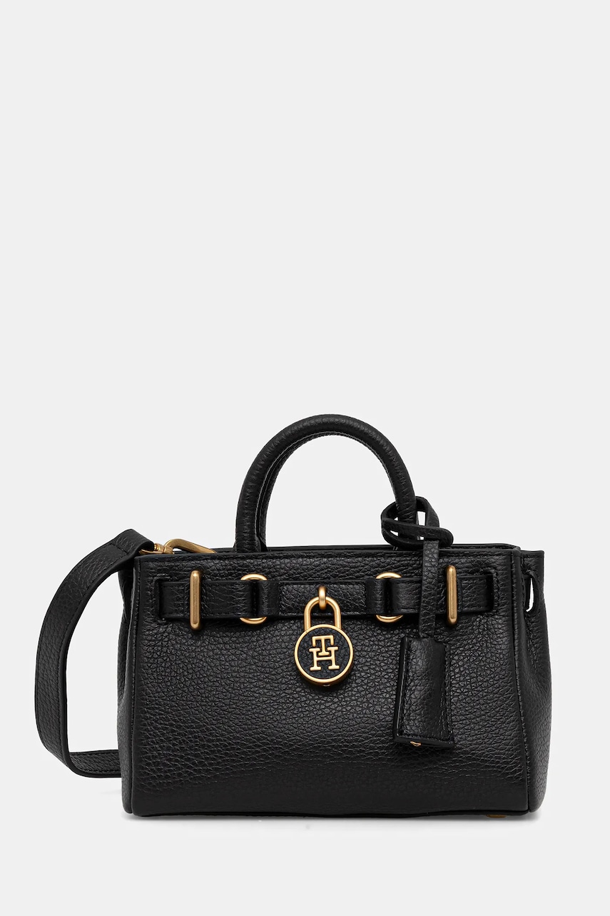Kožená kabelka Tommy Hilfiger černá barva, AW0AW18167
