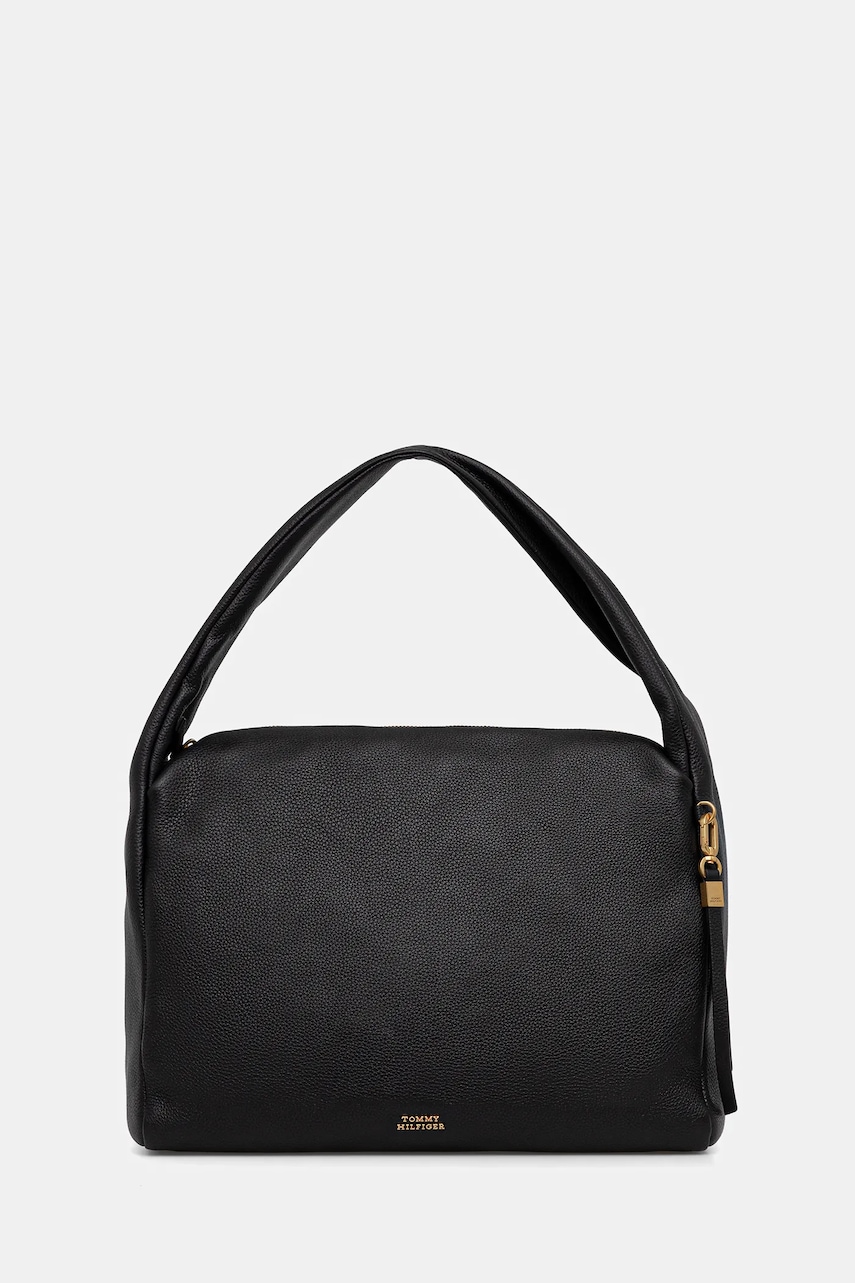 Kožená kabelka Tommy Hilfiger černá barva, AW0AW18285