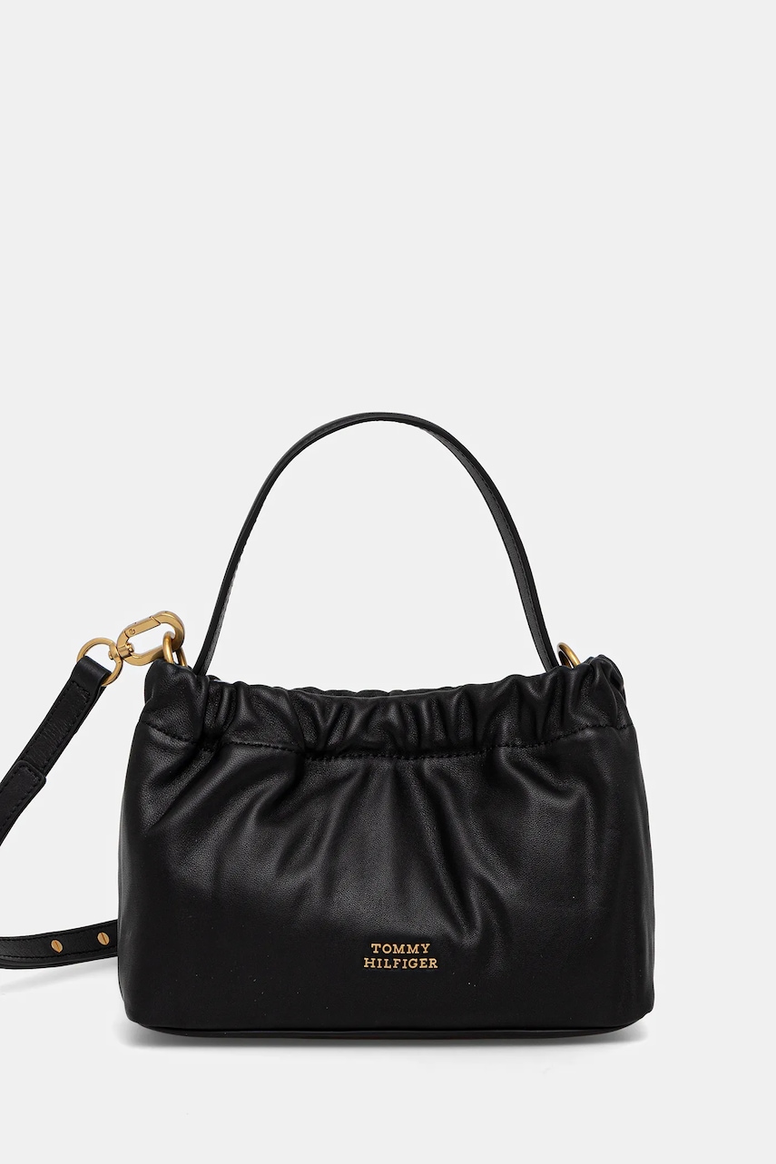 Kožená kabelka Tommy Hilfiger černá barva, AW0AW18306