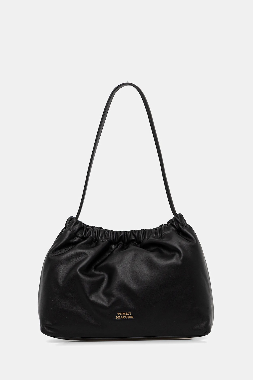 Kožená kabelka Tommy Hilfiger černá barva, AW0AW18307