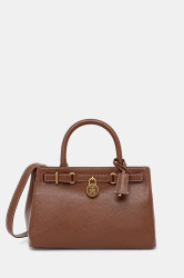 Kožená kabelka Tommy Hilfiger hnědá barva, AW0AW17926
