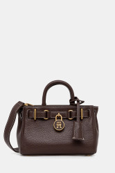 Kožená kabelka Tommy Hilfiger hnědá barva, AW0AW18167