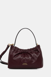 Kožená kabelka Tommy Hilfiger vínová barva, AW0AW18306