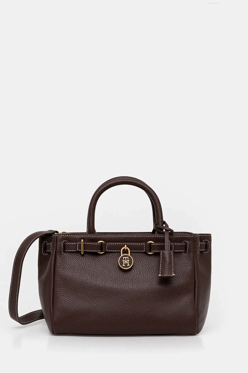 Kožená kabelka Tommy Hilfiger zelená barva, AW0AW17926