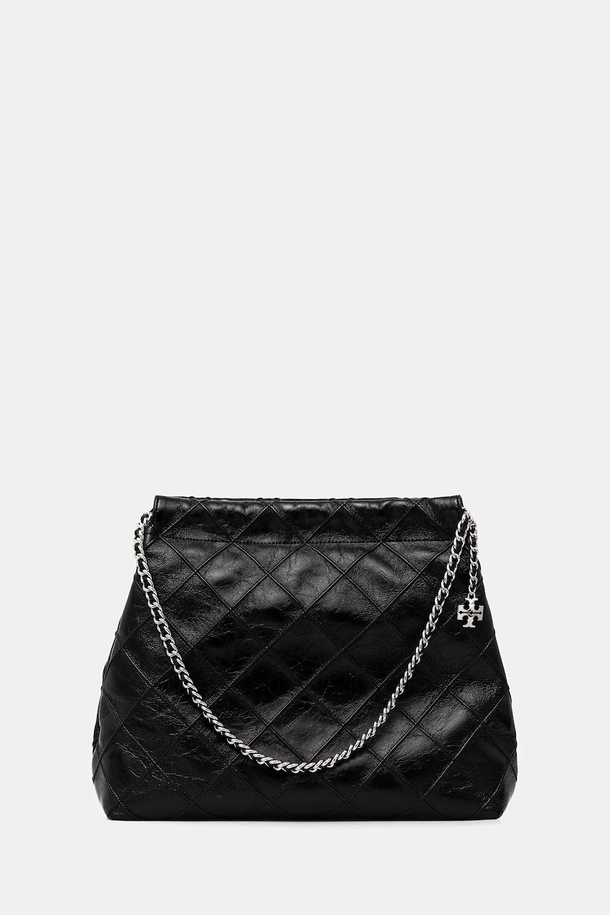 Kožená kabelka Tory Burch Fleming černá barva, 165170-001