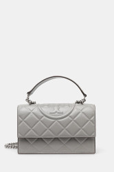 Kožená kabelka Tory Burch Fleming šedá barva, 164800-021