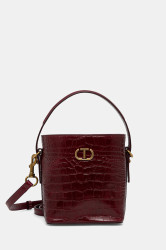 Kožená kabelka Twinset vínová barva, 252TD8257