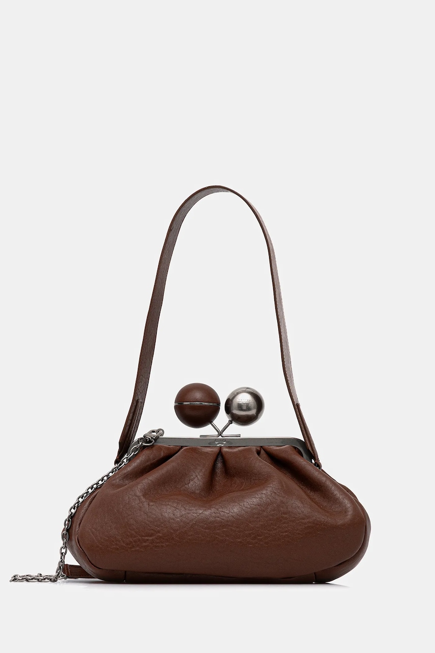 Kožená kabelka Weekend Max Mara LECITO hnědá barva, 2525516075600