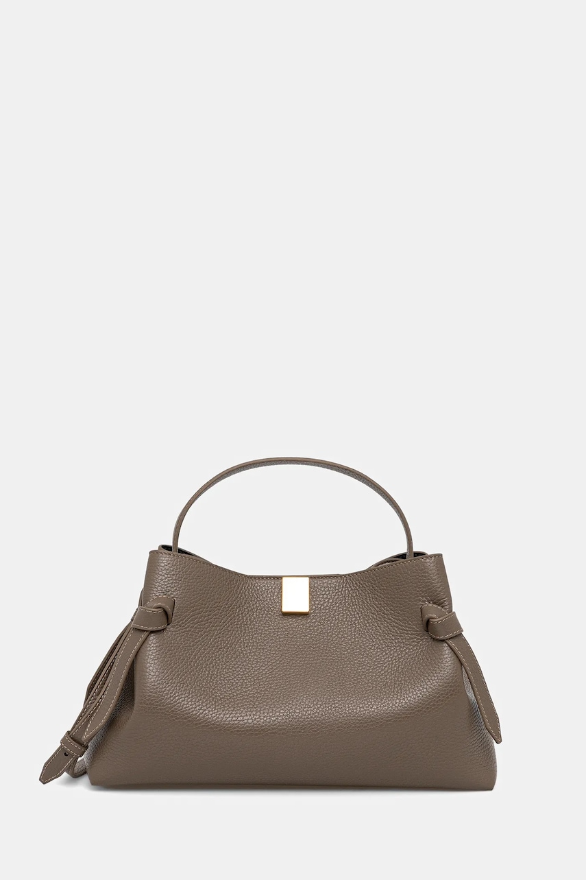 Kožená kabelka Yuzefi GYOZA šedá barva, YUZSS25-HB-GZ-L052