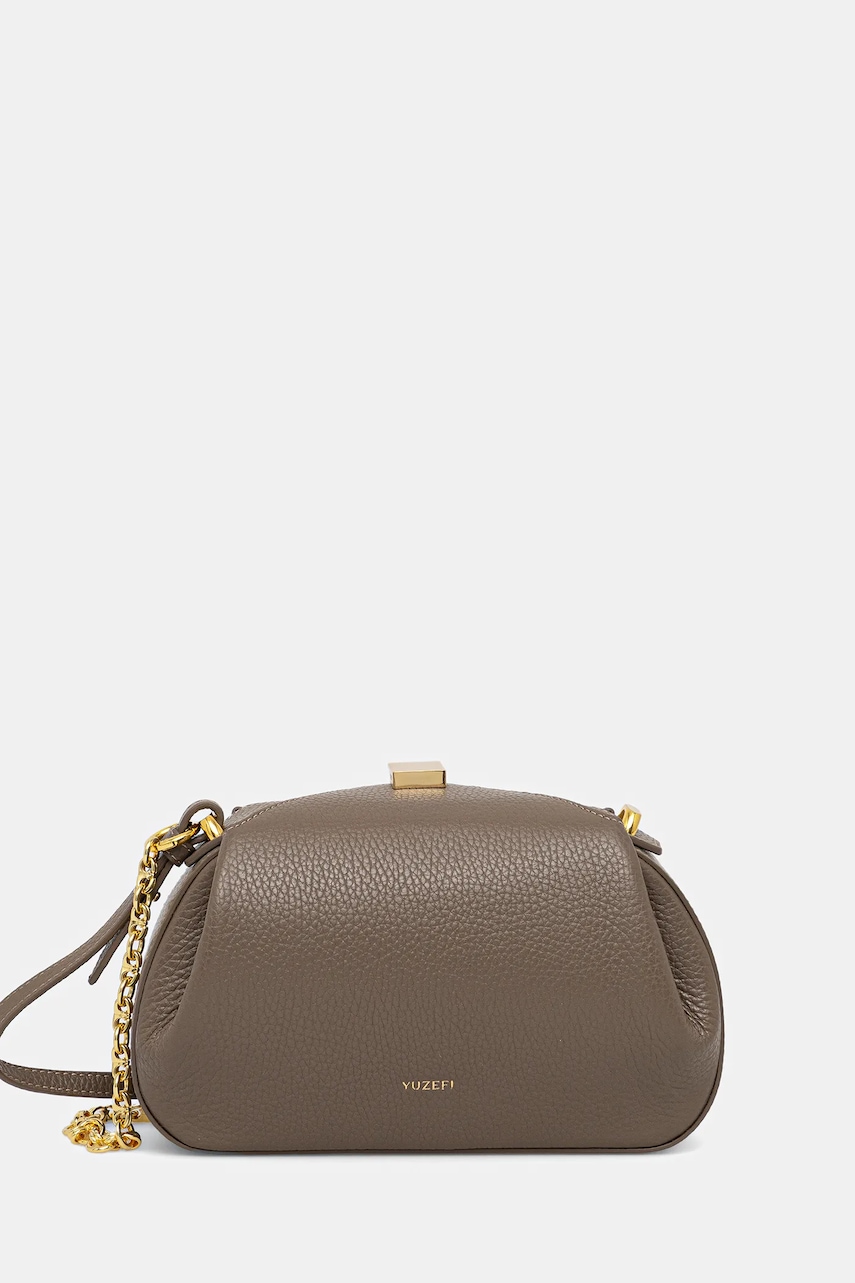 Kožená kabelka Yuzefi OYSTER šedá barva, YUZSS25-HB-MOYC-L052