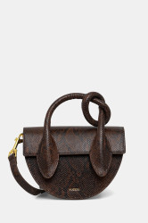 Kožená kabelka Yuzefi PRETZEL hnědá barva, YUZPF25-HB-PRZ-L062