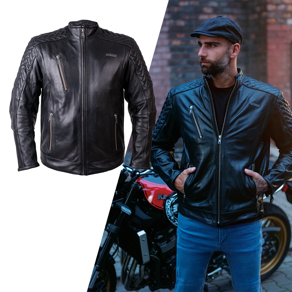 Kožená moto bunda W-TEC Elcabron černá 3XL