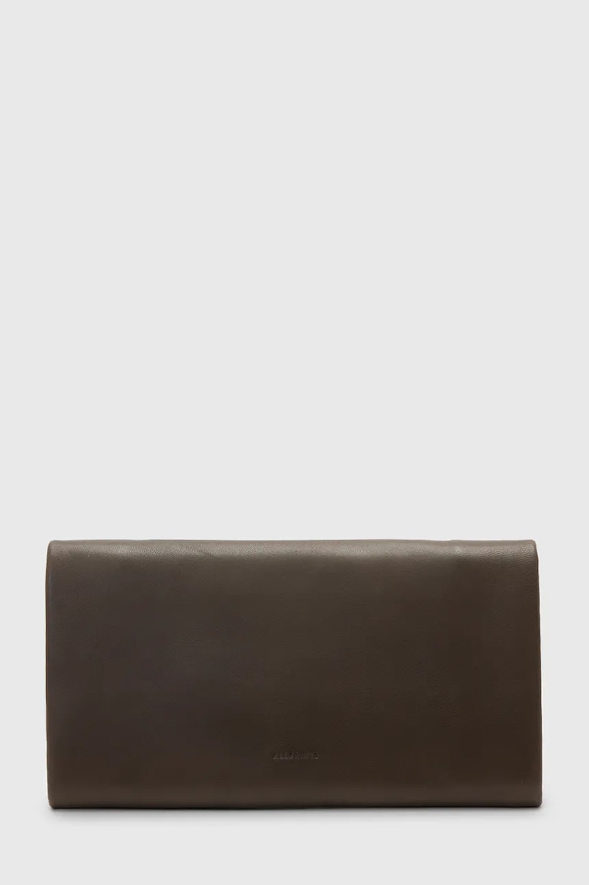 Kožená peněženka AllSaints HARLUNA dámská, hnědá barva, W208XD