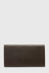 Kožená peněženka AllSaints HARLUNA dámská, hnědá barva, W208XD