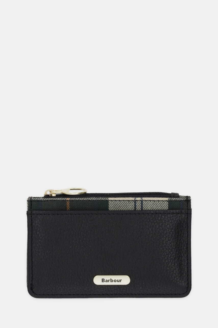 Kožená peněženka Barbour dámská, černá barva, LLG0035