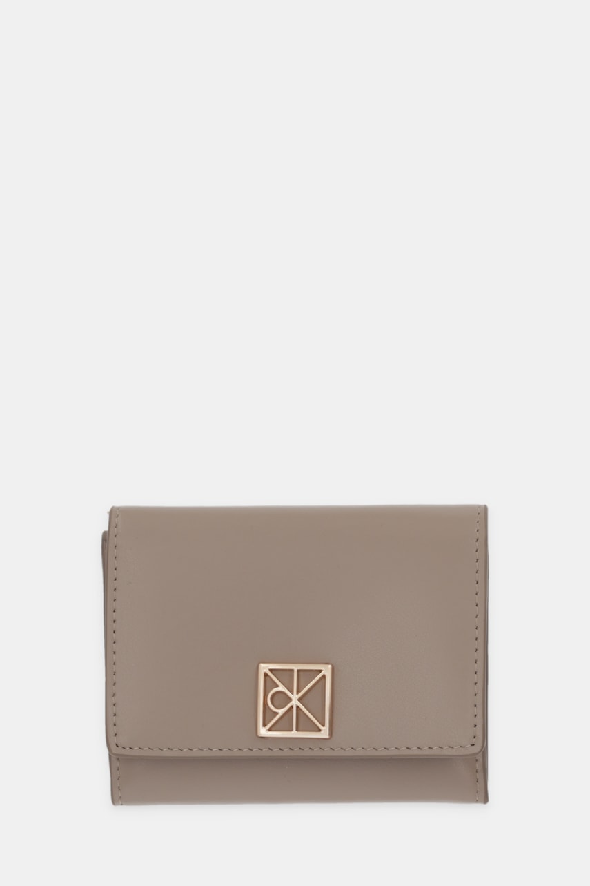 Kožená peněženka Calvin Klein dámská, béžová barva, LV04F1082G