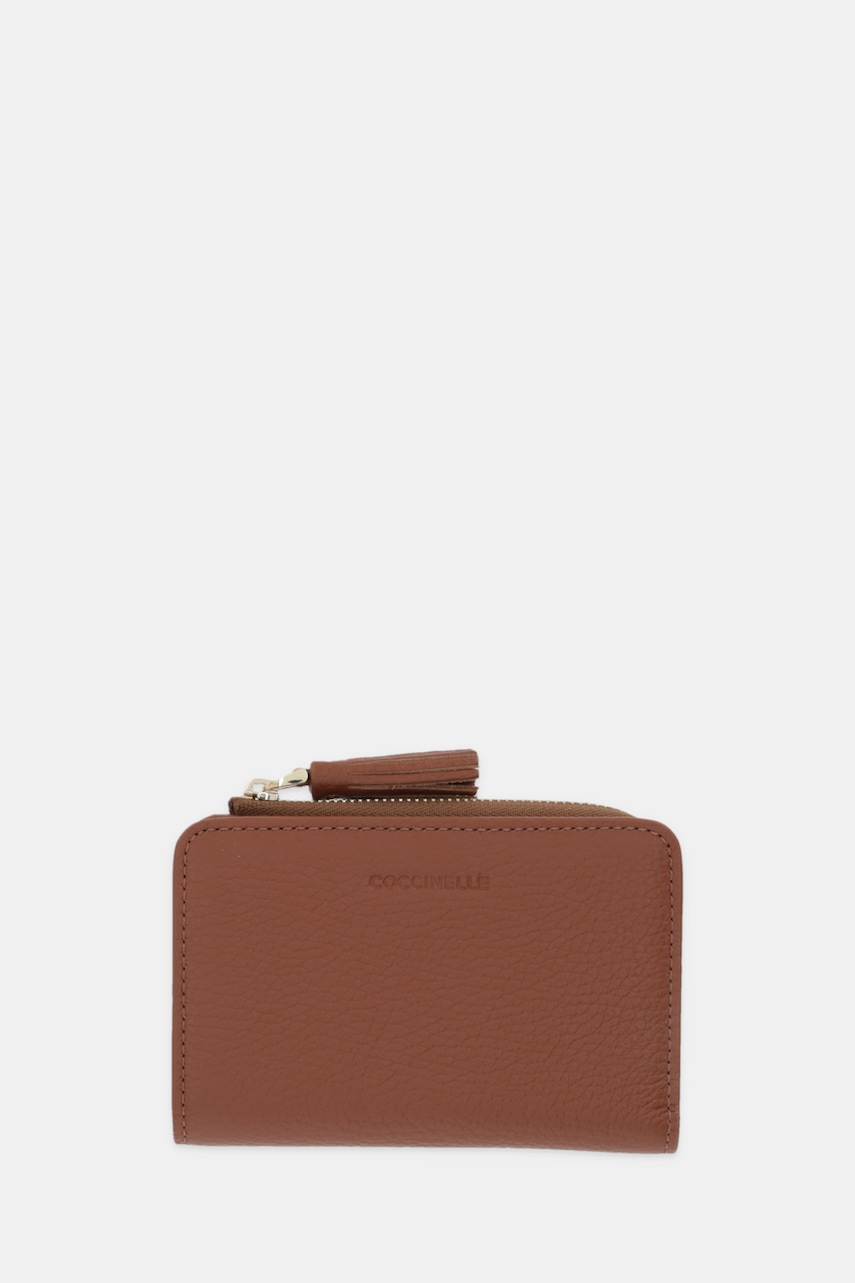 Kožená peněženka Coccinelle TASSEL dámská, hnědá barva, E2.MU0.11.D1.01