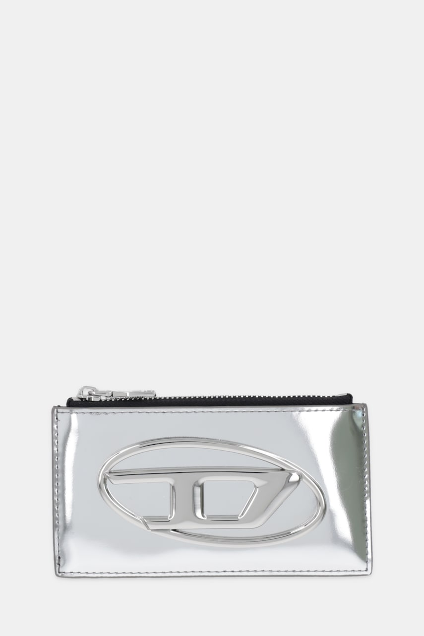 Kožená peněženka Diesel 1DR 1DR CARD HOLDER III dámská, stříbrná barva, X10270.PS202