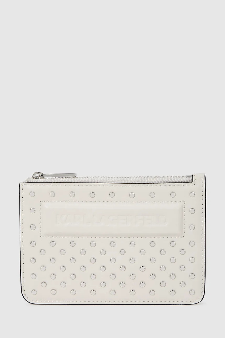 Kožená peněženka Karl Lagerfeld IKON dámská, béžová barva, A4W32028