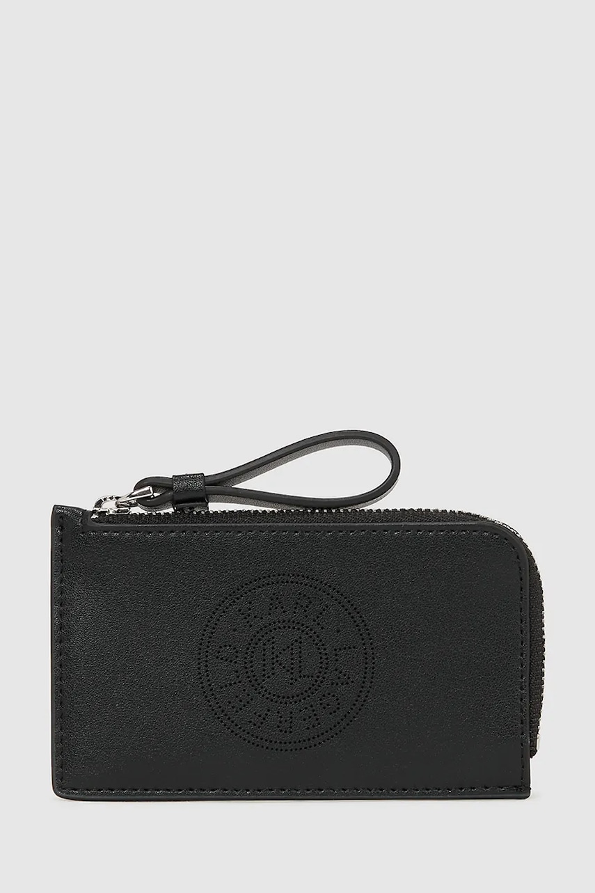 Kožená peněženka Karl Lagerfeld K/CIRCLE dámská, černá barva, A4W32024