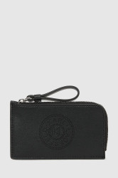 Kožená peněženka Karl Lagerfeld K/CIRCLE dámská, černá barva, A4W32024