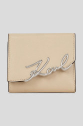 Kožená peněženka Karl Lagerfeld K.SIGNATURE dámská, béžová barva, A3W32019