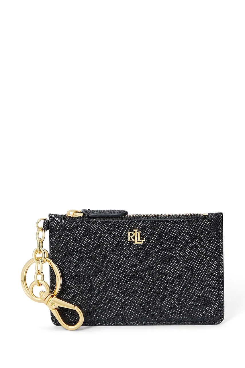 Kožená peněženka Lauren Ralph Lauren dámská, černá barva, 432966789