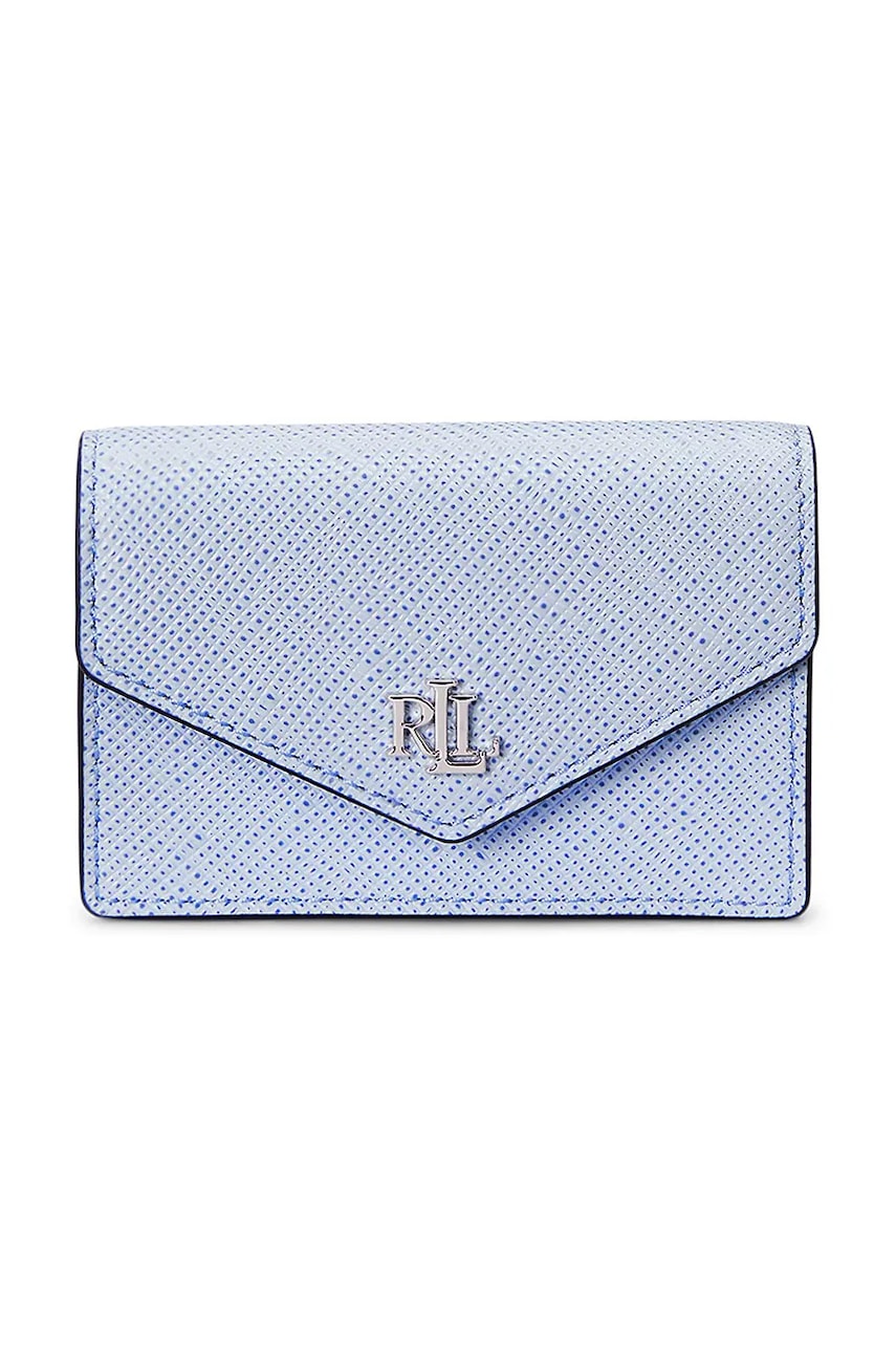 Kožená peněženka Lauren Ralph Lauren dámská, modrá barva, 432967060