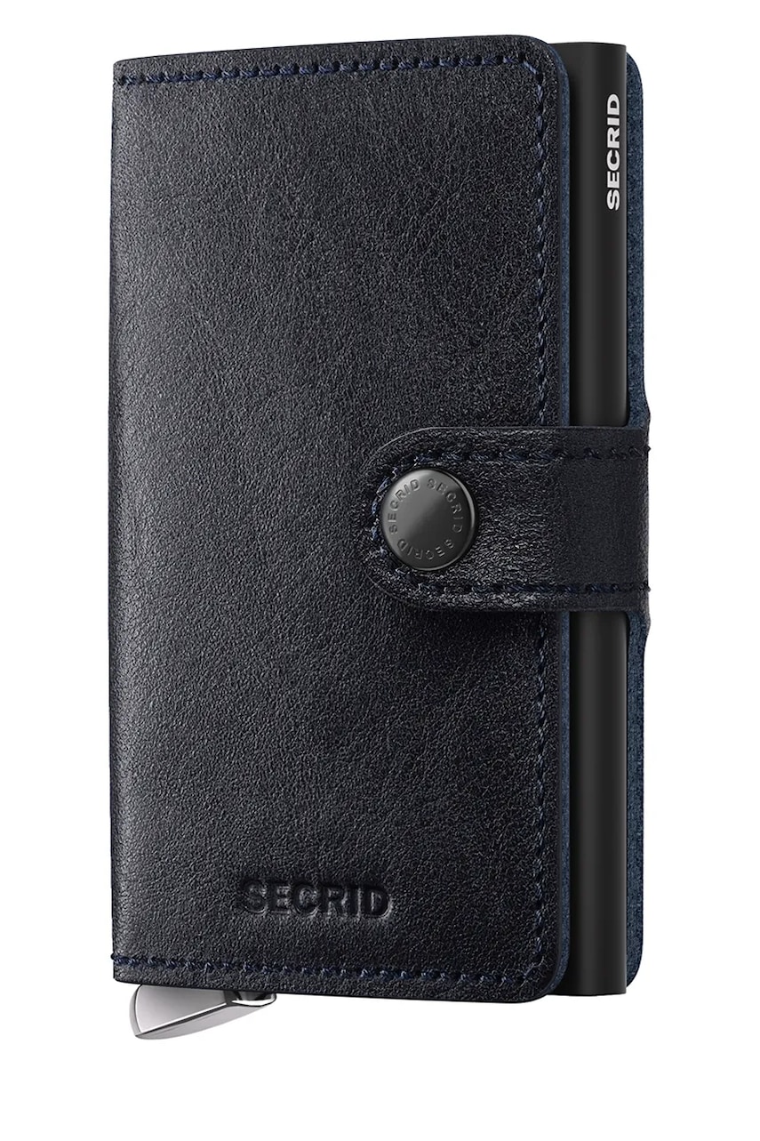 Kožená peněženka Secrid BASCO tmavomodrá barva
