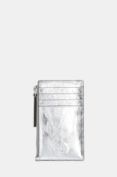 Kožená peněženka Tory Burch Fleming dámská, stříbrná barva, 175191-040