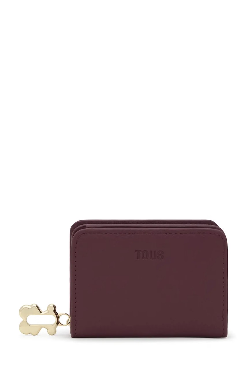 Kožená peněženka Tous FOLD dámská, vínová barva, 2002306021