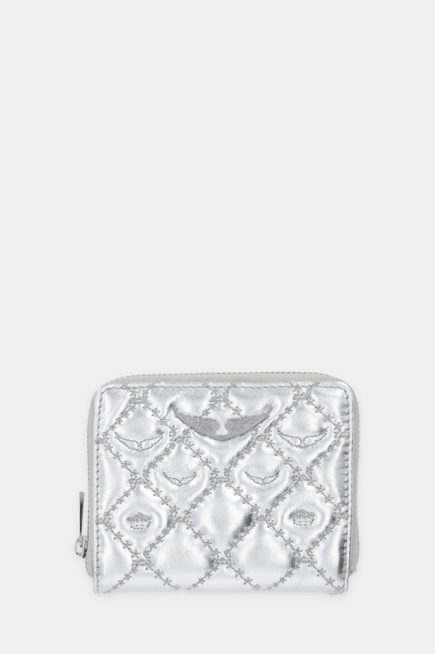 Kožená peněženka ZADIG&VOLTAIRE dámská, stříbrná barva, LWSG03721