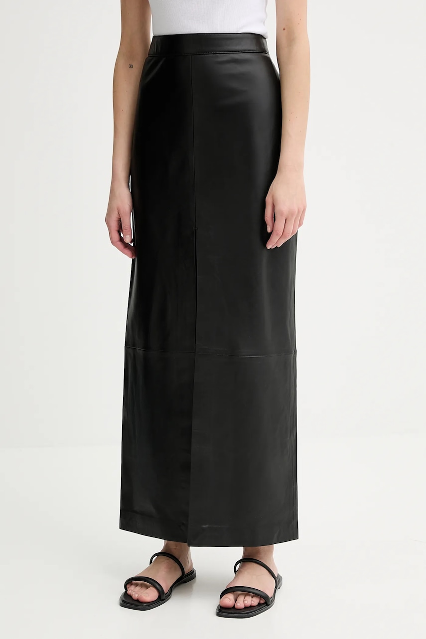 Kožená sukně Filippa K černá barva, maxi, 31409.FK
