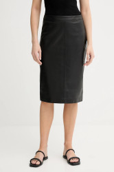 Kožená sukně Marc O'Polo černá barva, mini, pouzdrová, 506703577011