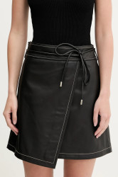 Kožená sukně PS Paul Smith černá barva, mini, pouzdrová, W2R.286SL.P31161