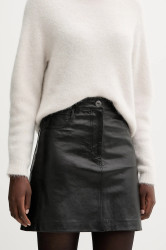 Kožená sukně Weekend Max Mara HULL černá barva, mini, áčková, 2525406012600